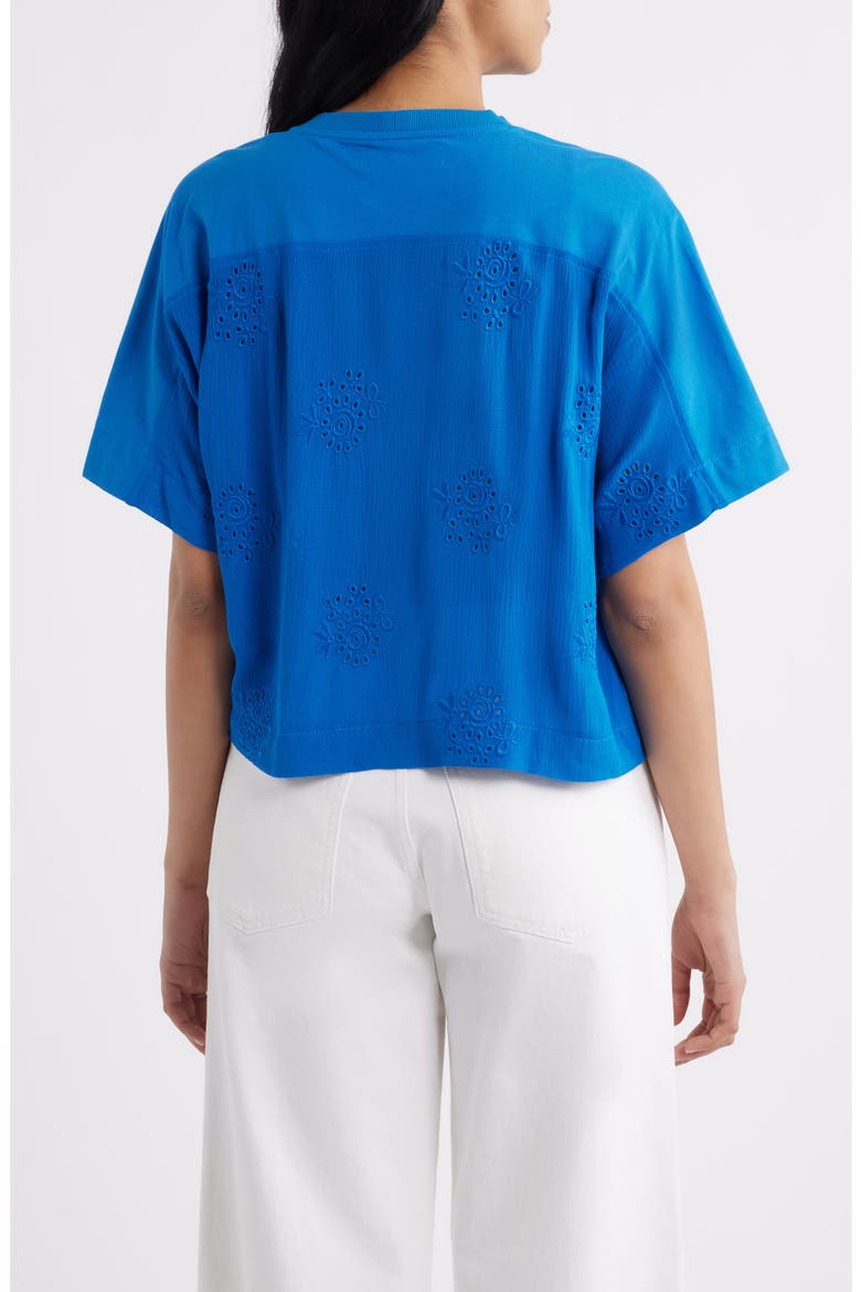 Eyelet Crop T-Shirt, Alternate, color, COBALT