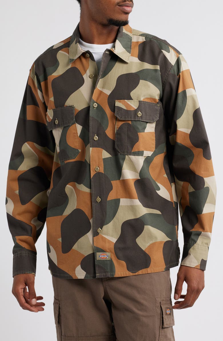 Dickies Camouflage Canvas Work Shirt, Alternate, color, 