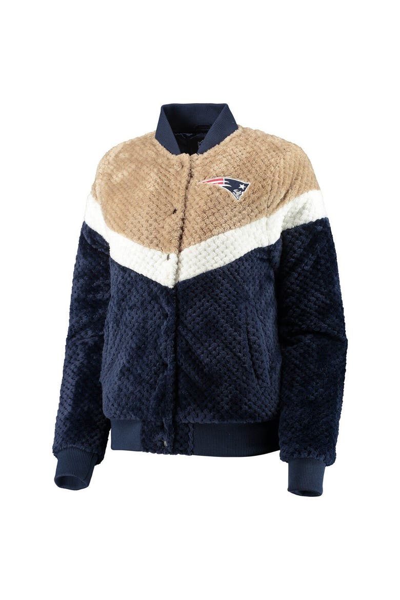 Women's G-III 4Her by Carl Banks Navy/Cream New England Patriots Riot Squad Sherpa Full-Snap Jacket, Alternate, color, Navy