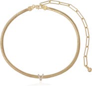 Ettika Pavé Cubic Zirconia Initial Charm Necklace