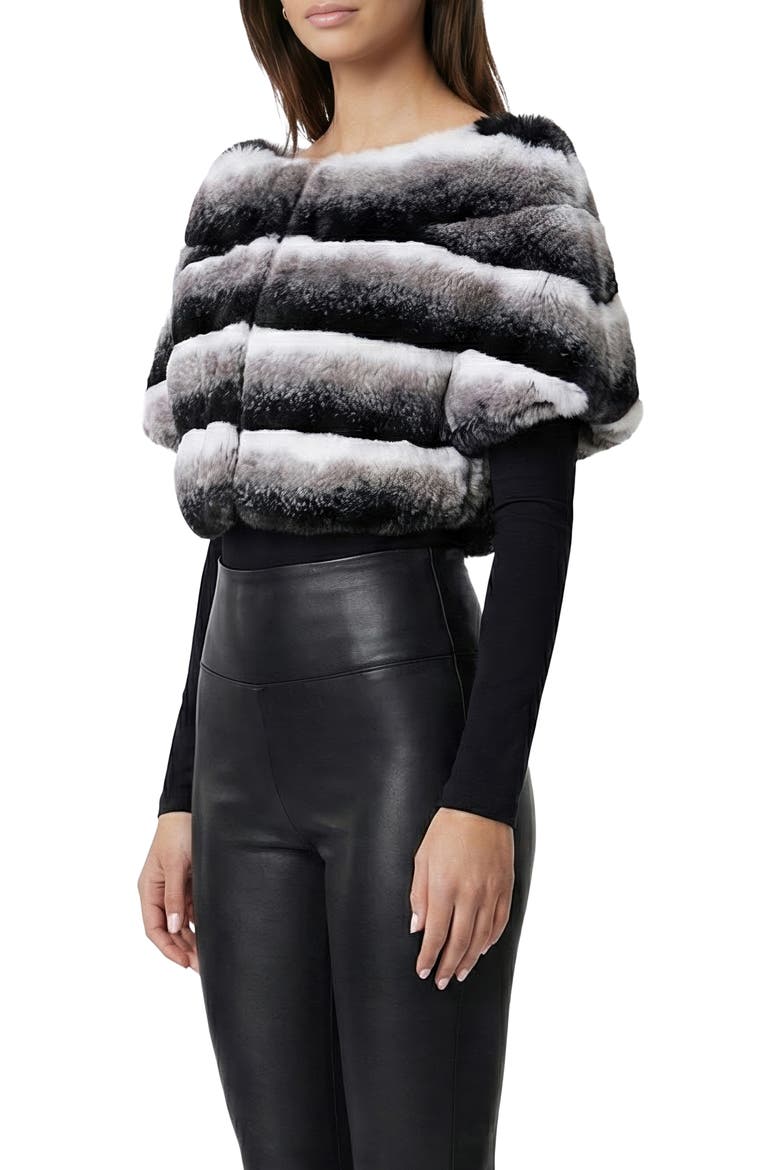 Fur-Free Chinchilla (Faux Fur) Short Sleeve Capelet, Alternate, color, GRAY CHINCH