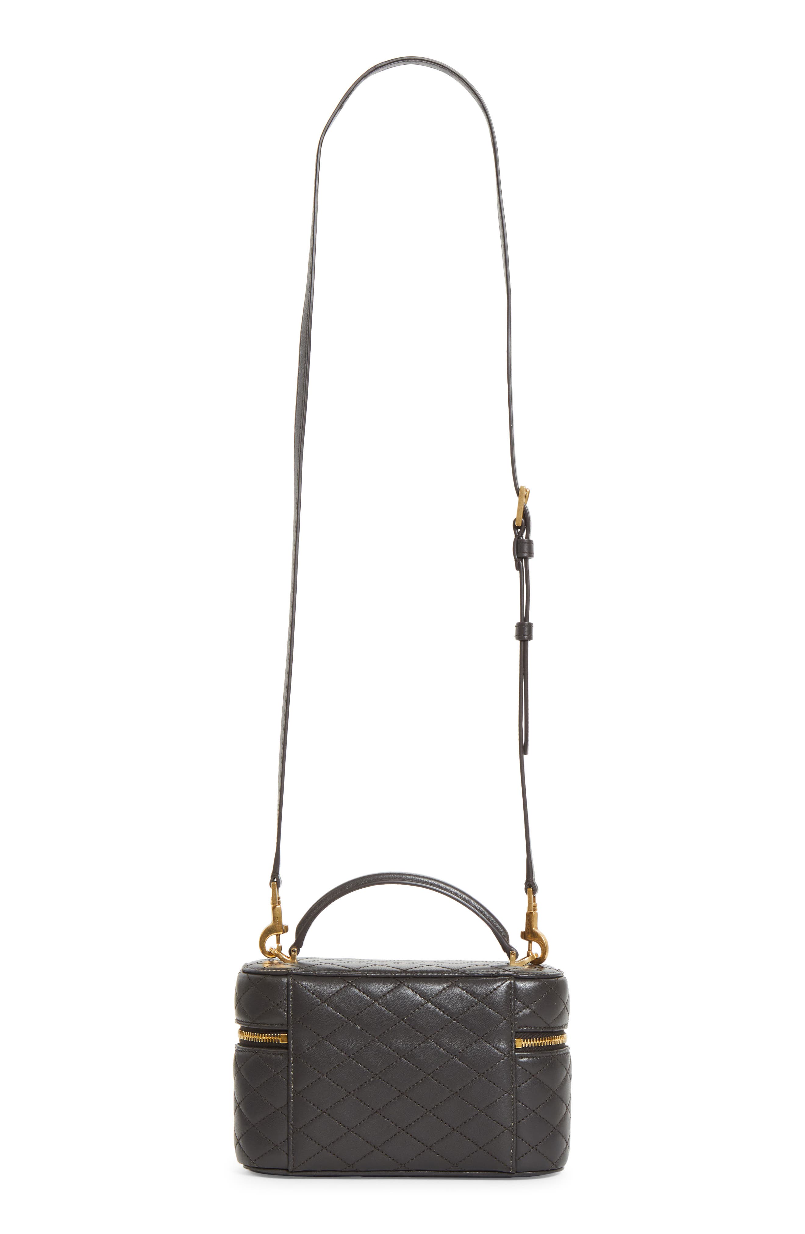 Saint Laurent Mini Gaby Quilted Leather Vanity Case, Alternate, color, Urban Grey