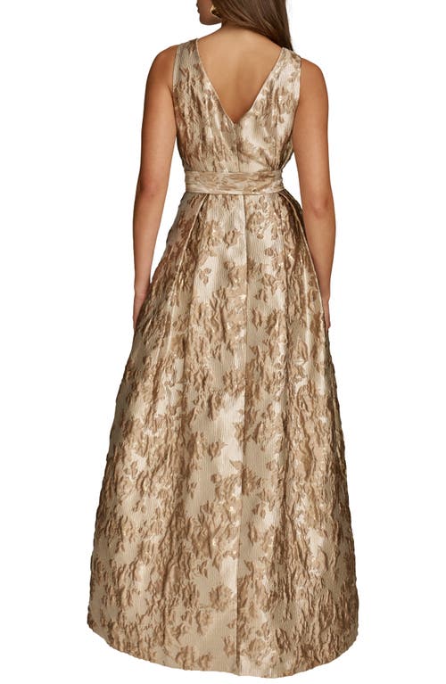 Donna Karan New York Metallic Jacquard Ballgown In Brown