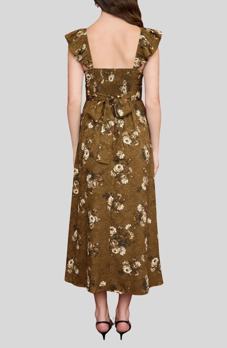 Blu Pepper Floral Jacquard Ruffle Strap A-Line Dress, Alternate, color, Brown Multi