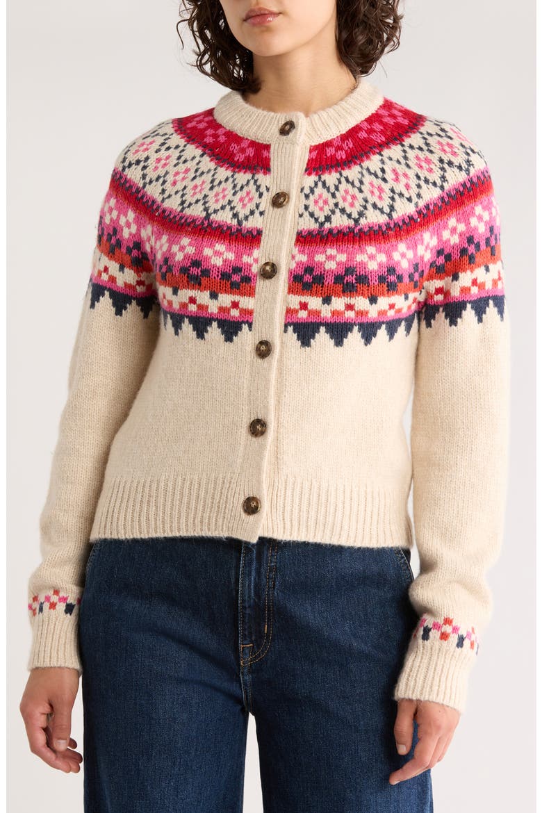 Fiorella Fair Isle Cardigan, Alternate, color, WARM FAIR ISLE