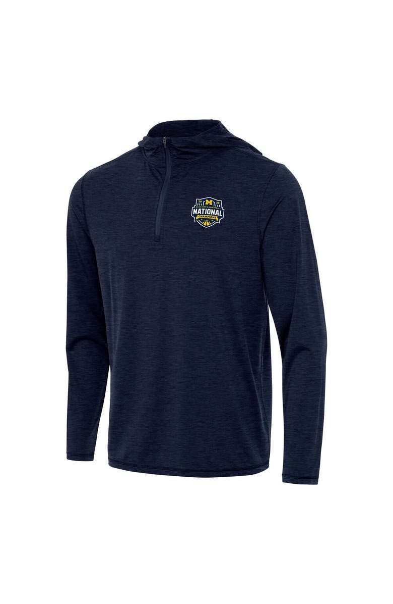 ANTIGUA Men's Antigua  Navy Michigan Wolverines 2026 NCAA Men's Basketball National Champions Tidy Quarter-Zip Hoodie, Alternate, color, Navy