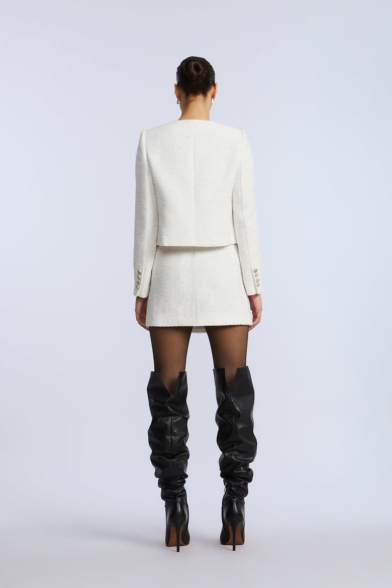 Tweed Wrap Short  Skirt, Alternate, color, White