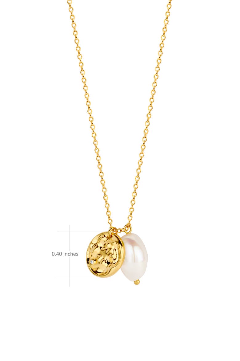 Coco Diamond Necklace | 1 natural diamond - 1 freshwater pearl | 925 Sterling Silver | Necklace | 19.5 - 21.5 in | Yellow 18k-Gold Plated, Alternate, color, Yellow 18k Gold Plated