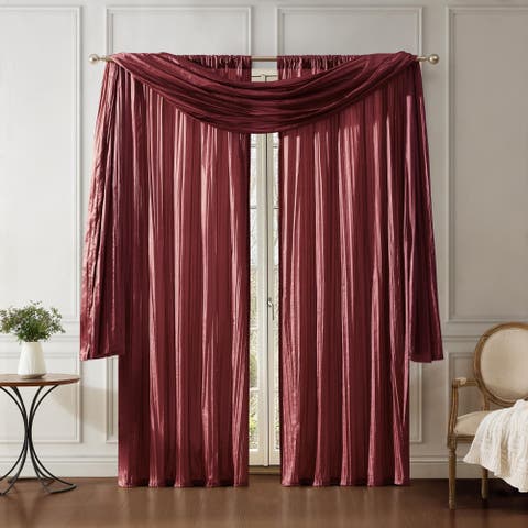 Athena Faux Silk Window Curtain And Scarf Set
