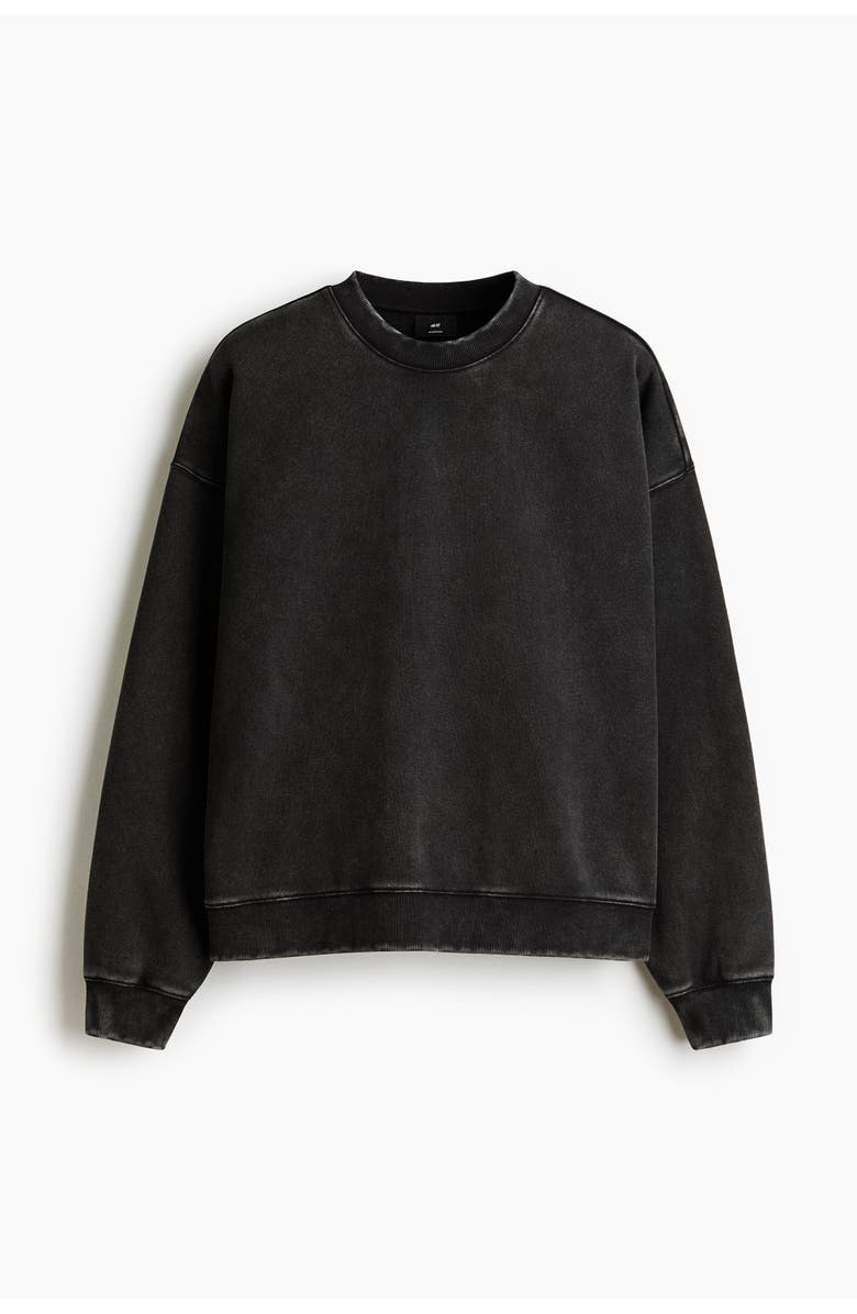 H&M Oversized Fit Washed-look Sweatshirt, Main, color, Black