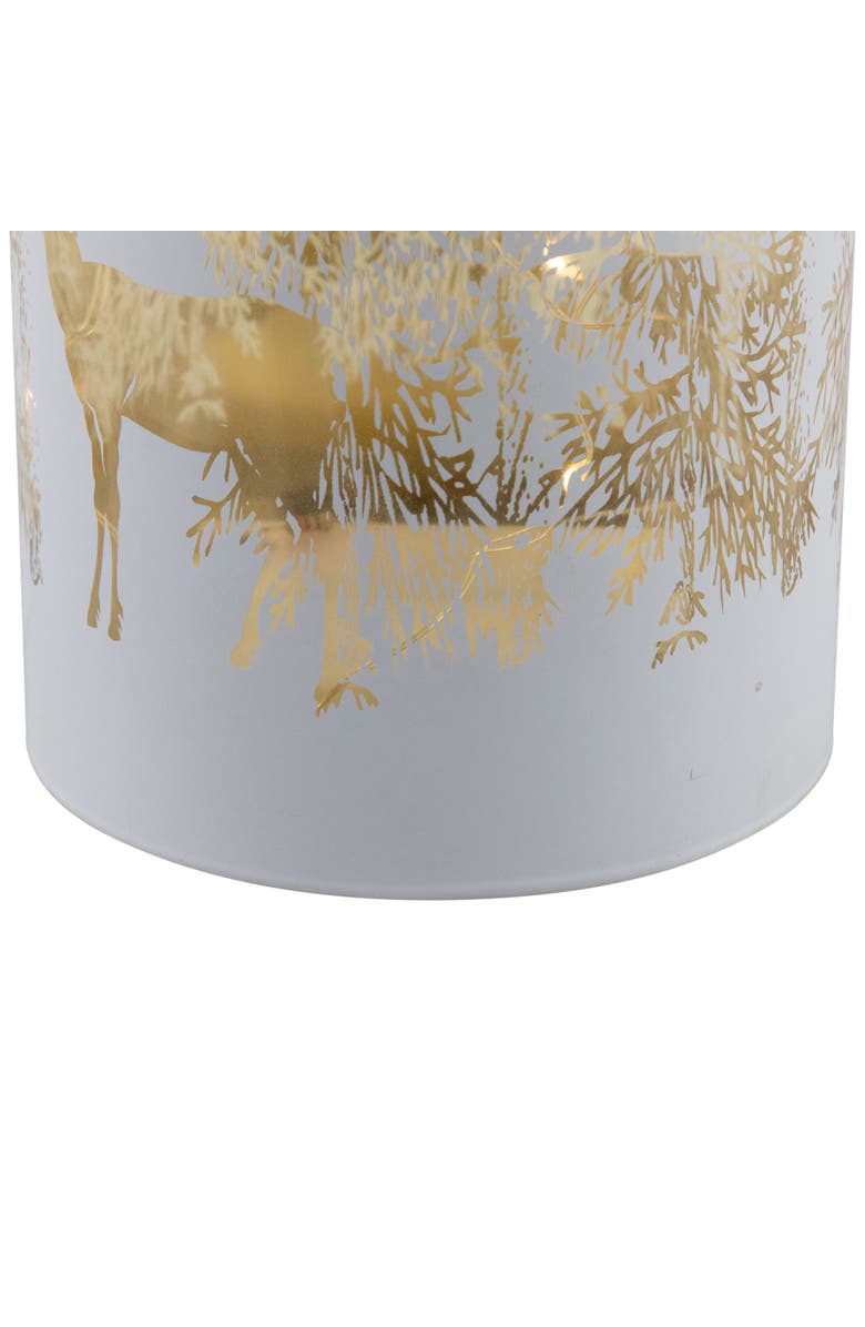 Northlight LED Lighted Deer in Forest Glass Hurricane Christmas Candle Decoration - 8", Alternate, color, White