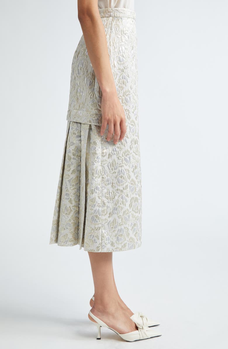 Erdem Pleated Back Floral Cloqué Midi Skirt, Alternate, color, 