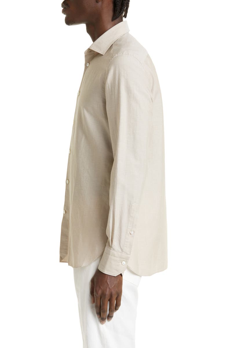 ZEGNA Crossover Cotton, Linen & Silk Button-Up Shirt, Alternate, color, 
