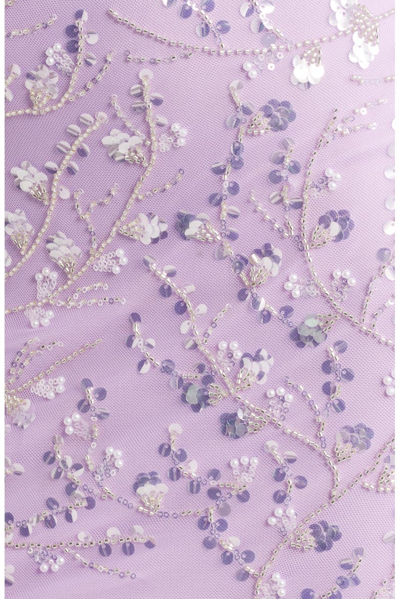 Beaded Floral Cocktail Minidress, Alternate, color, LILAC