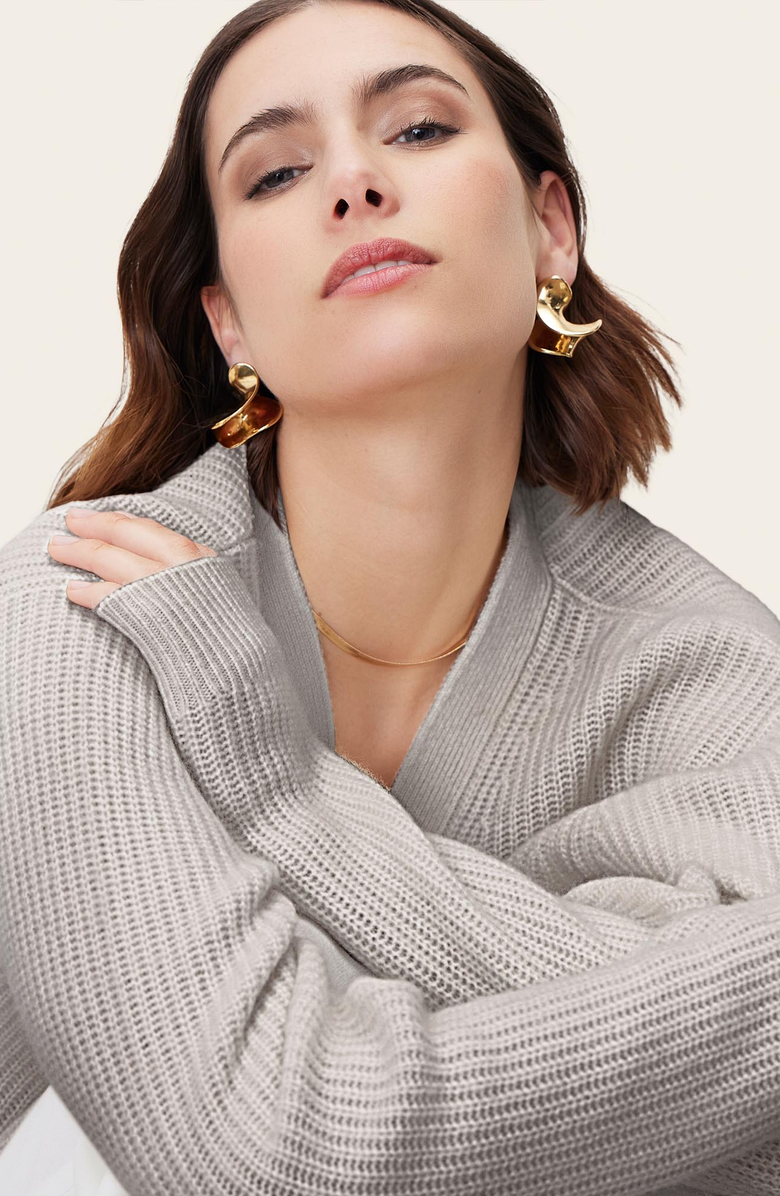 Italic Billie Chunky Cashmere Cardigan, Alternate, color, Pebble Grey