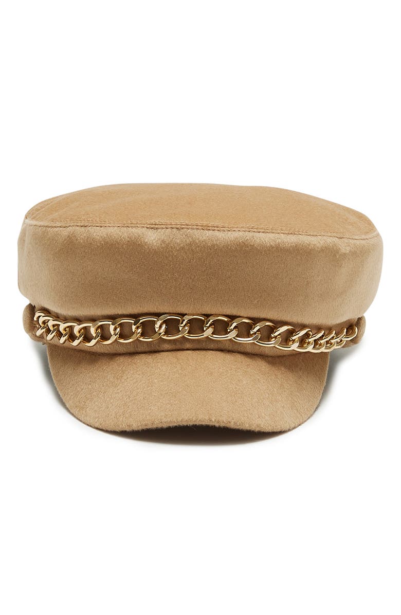 Eugenia Kim Marina Chain Trim Cap, Alternate, color, Camel