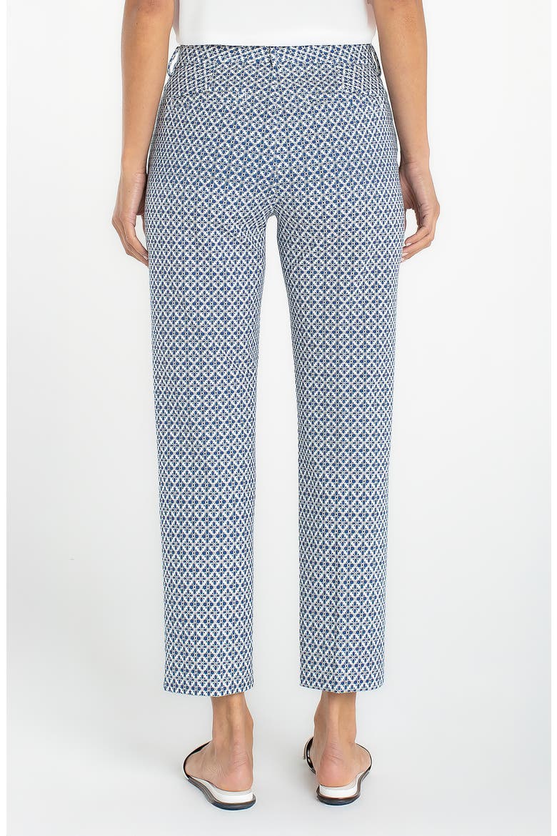 Kelsey Jacquard Slit Hem Tapered Trousers, Alternate, color, BLUE WHITE TILE