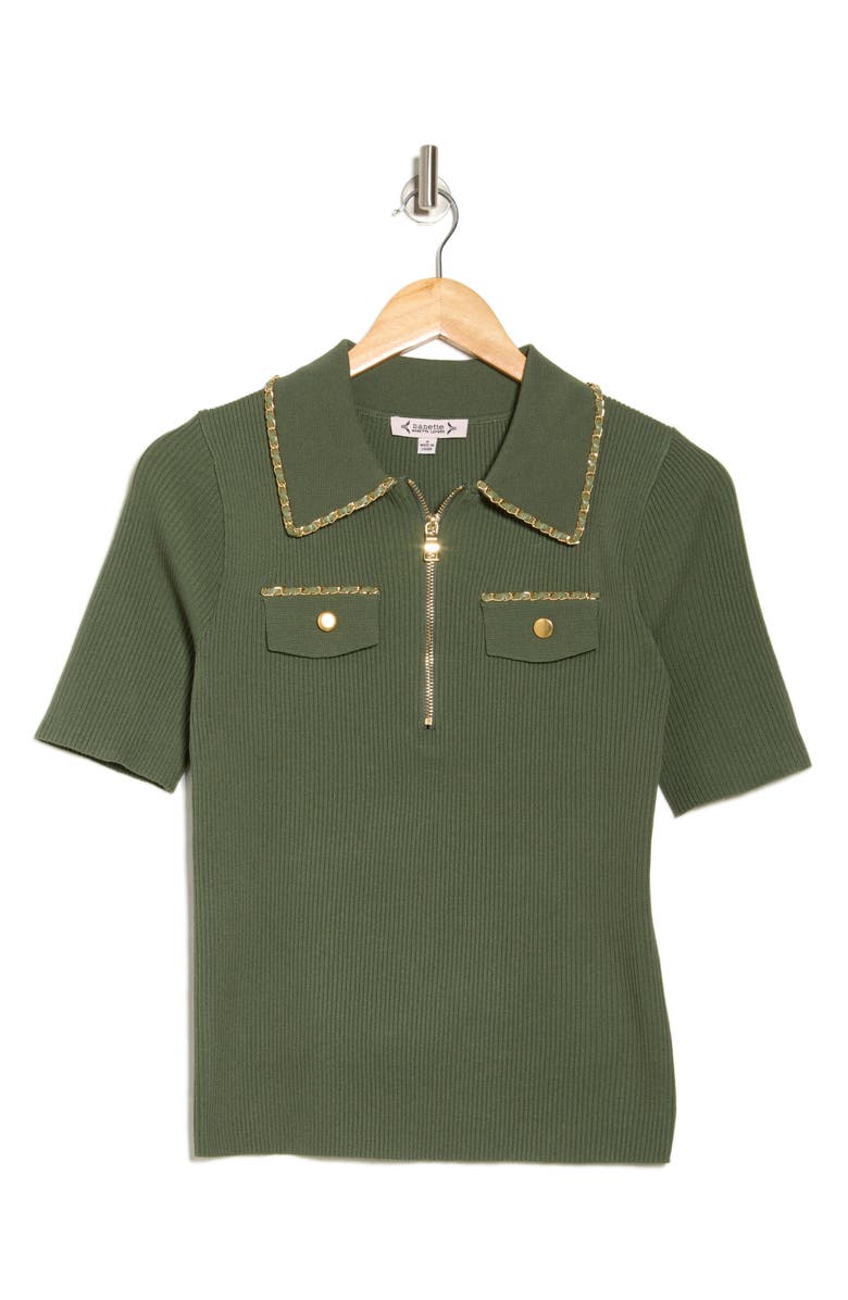Chain Trim Zip Polo