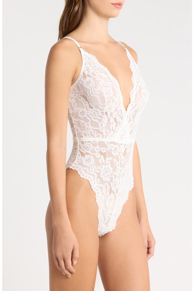 Plunge Lace Teddy, Alternate, color, WHITE