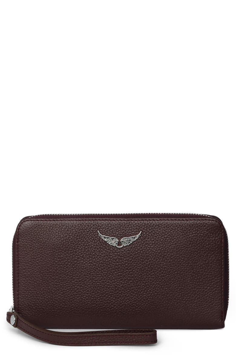 Zadig & Voltaire Compagnon Leather Zip Wallet, Main, color, Fierce