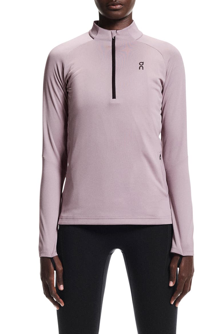 Climate Quarter Zip Running Top, Main, color, HERON