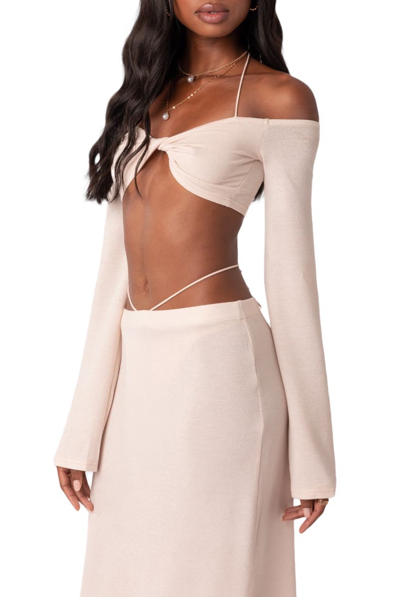 Celeste Off the Shoulder Crop Top, Alternate, color, CREAM