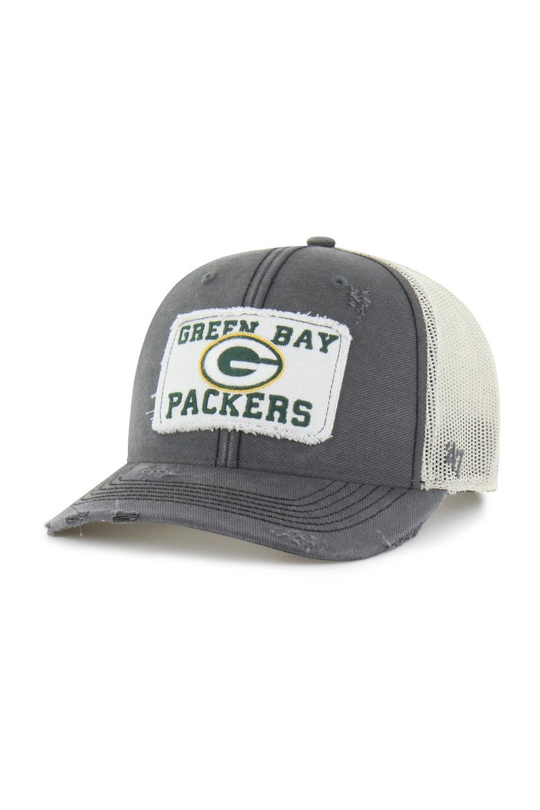Men's '47 Charcoal Green Bay Packers Egremont Well-Worn Adjustable Trucker Hat, Main, color, Charcoal