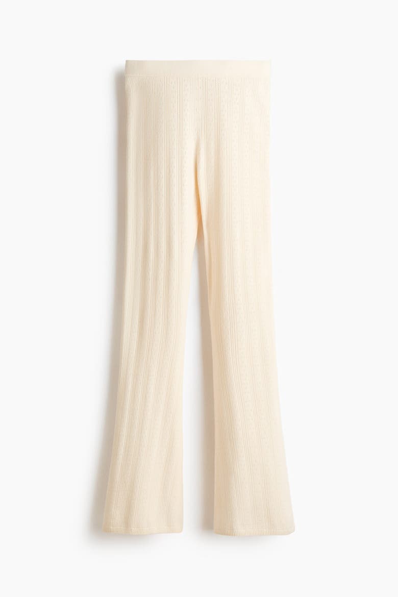 Pointelle-knit Viscose-blend Trousers, Alternate, color, Light beige