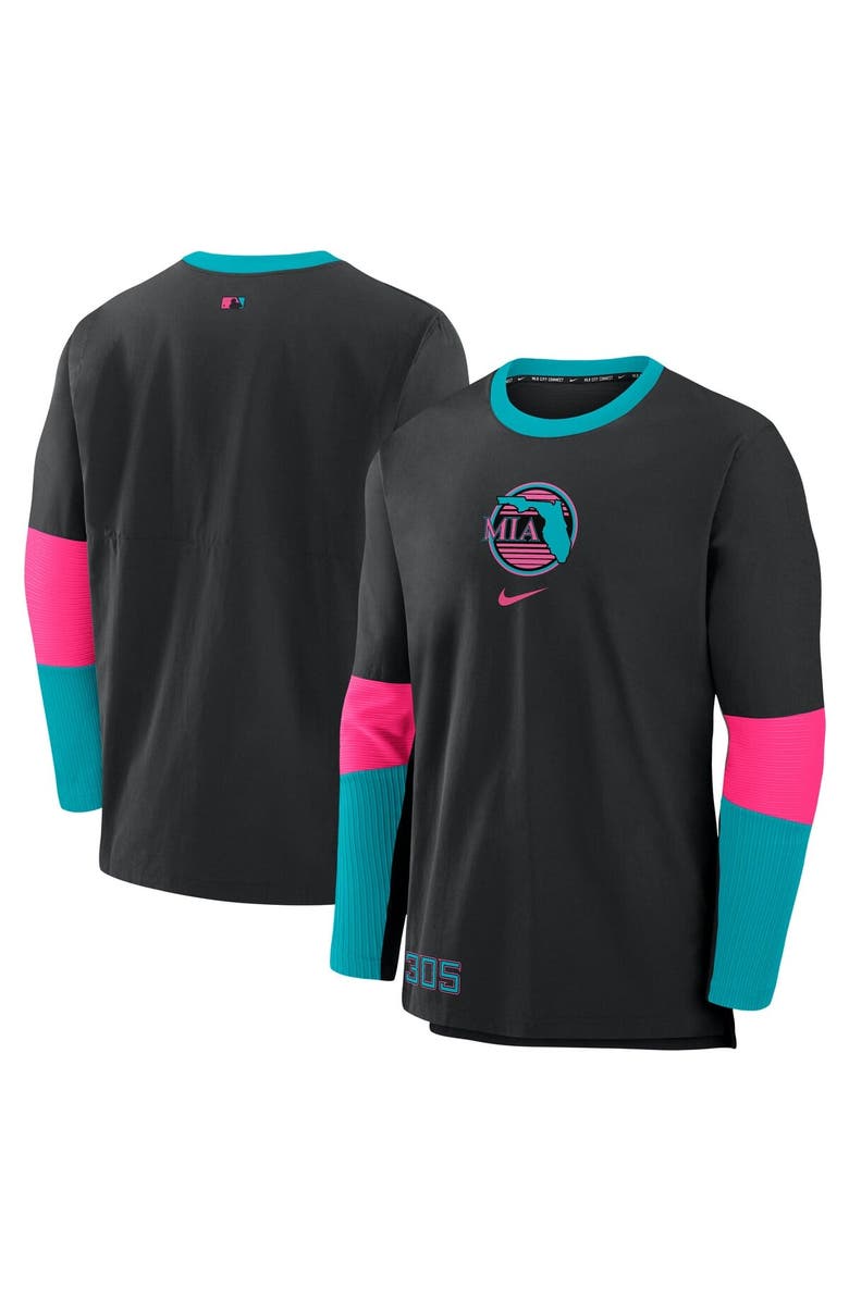 Nike Men's Nike Black Miami Marlins 2025 City Connect Authentic Collection Player Tri-Blend Performance Long Sleeve T-Shirt, Alternate, color, Black