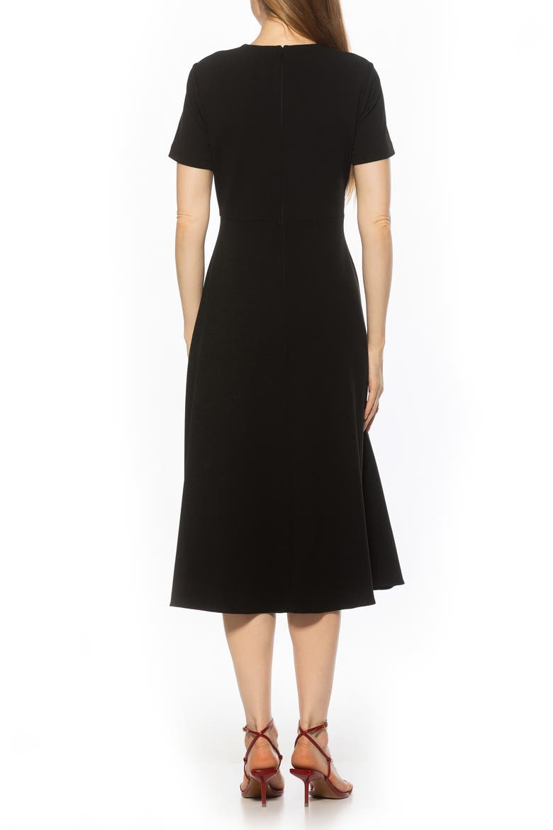 Xi Gathered Waist Midi Dress, Alternate, color, BLACK