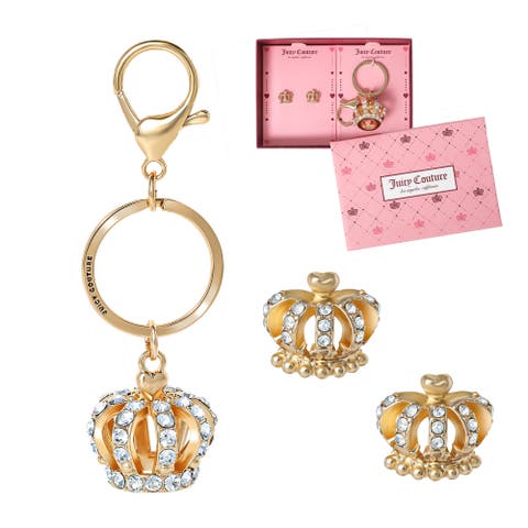 Crystal Crown Keychain & Earring Set