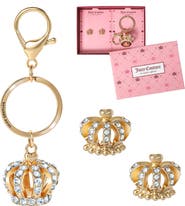 Juicy Couture Crystal Crown Keychain & Earring Set