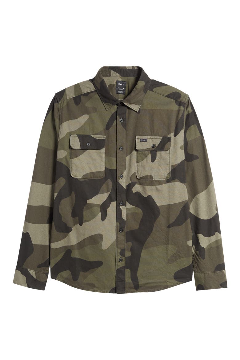 Panhandle Camo Cotton Flanne Button-Up Shirt, Alternate, color, CAMO