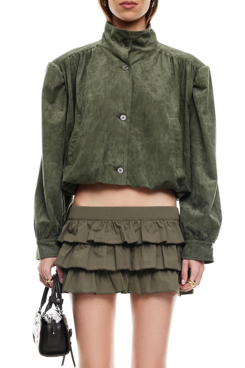 Luminous Faux Suede Jacket, Main, color, SAFARI