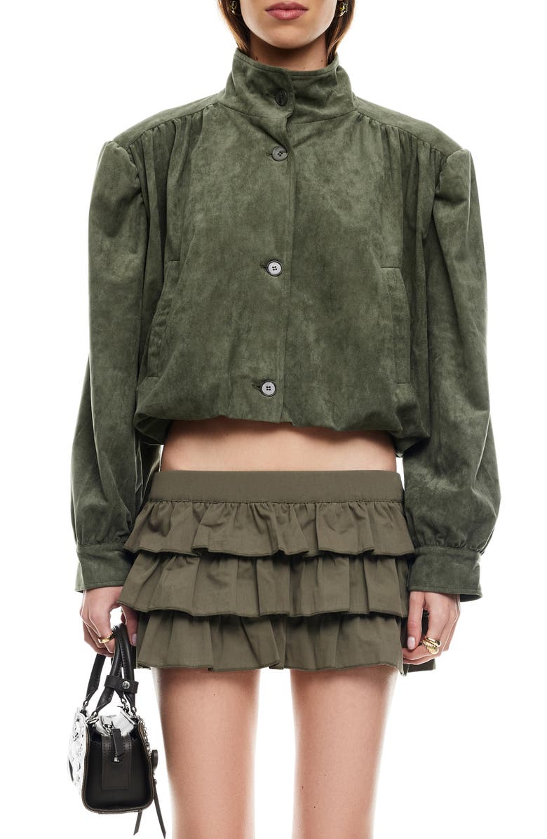 LIONESS Luminous Faux Suede Jacket, Main, color, Safari