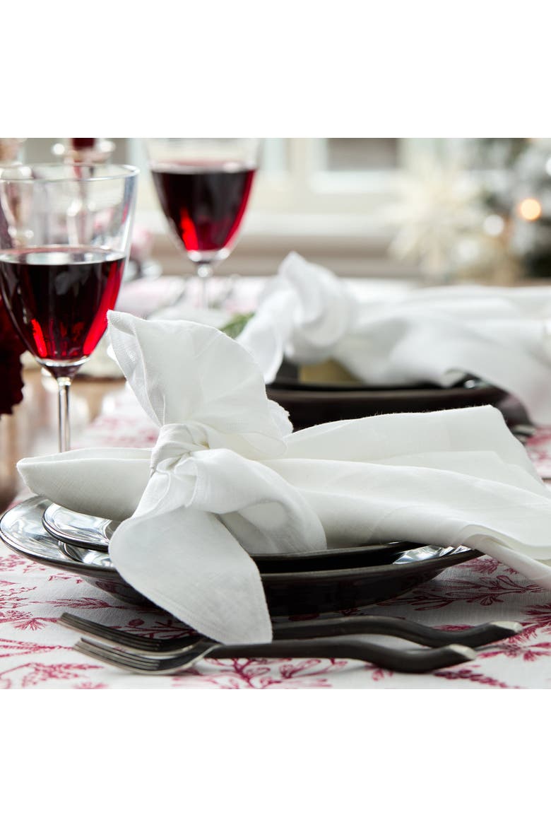 Linen Dinner Napkins Set of 4, 20 x 20" - Audrey, Alternate, color, White