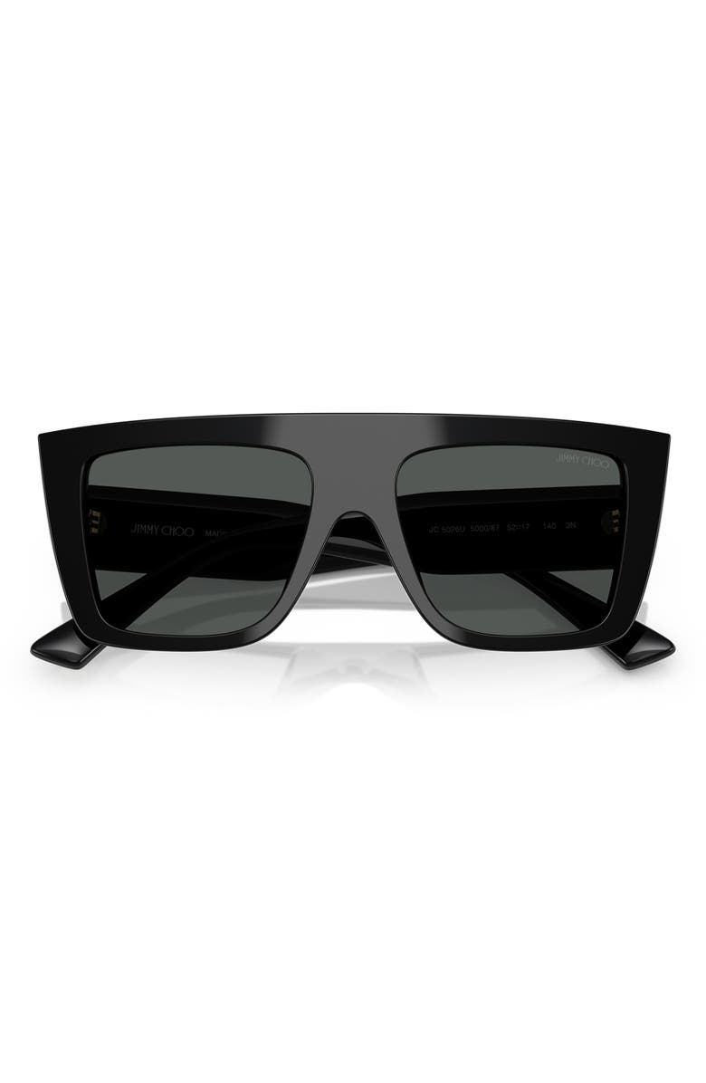Jimmy Choo 52mm Rectangular Sunglasses, Alternate, color, Black