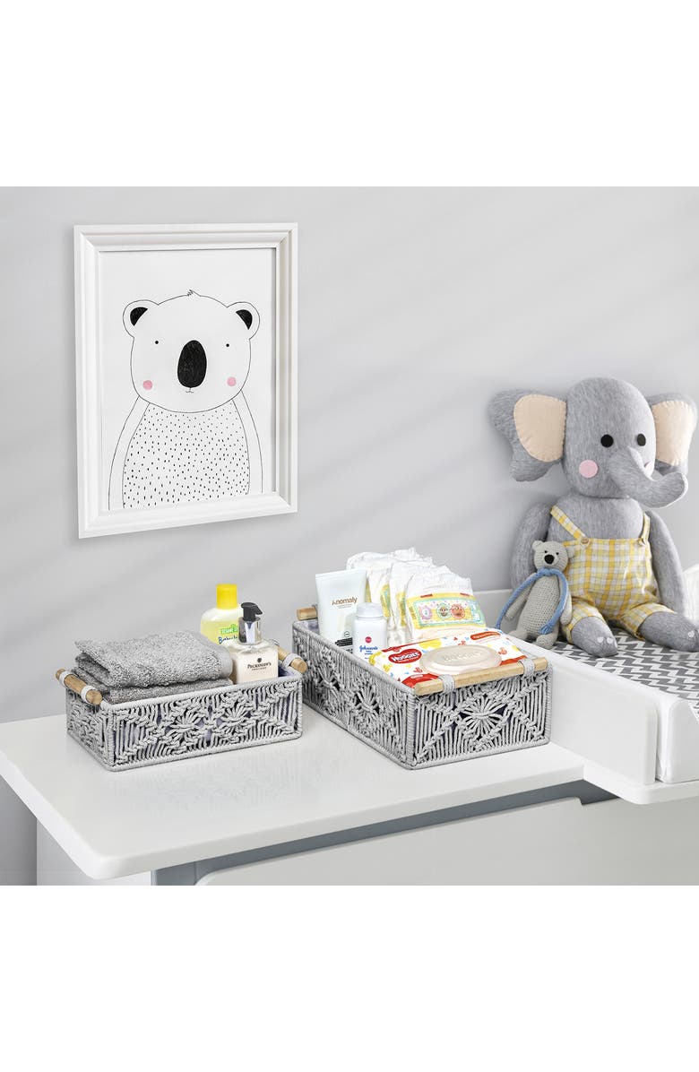 SORBUS 2-Pack Macramé Storage Basket, Alternate, color, Gray