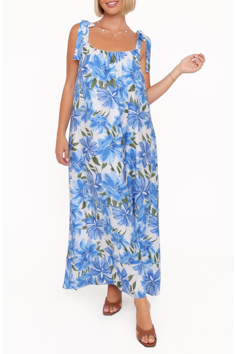 Amber Floral Print Maxi Dress, Main, color, BLUE FLORAL