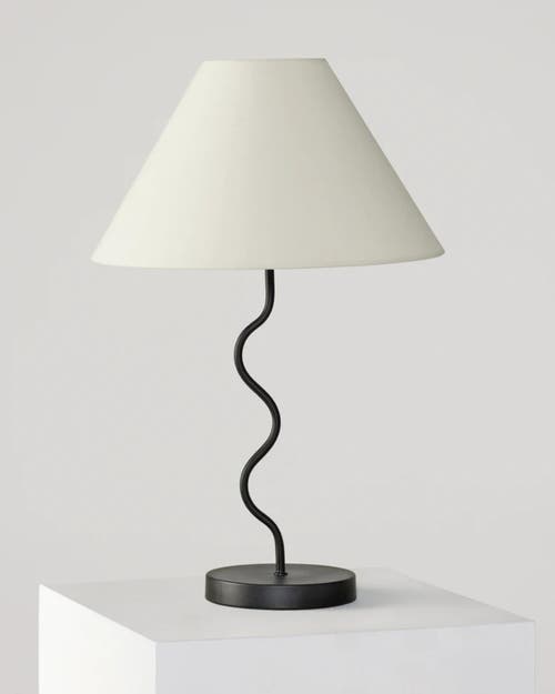 Brightech Squiggle 22' Led Table Lamp With Twisting Base And Ivory Empire Shade In Classic Black