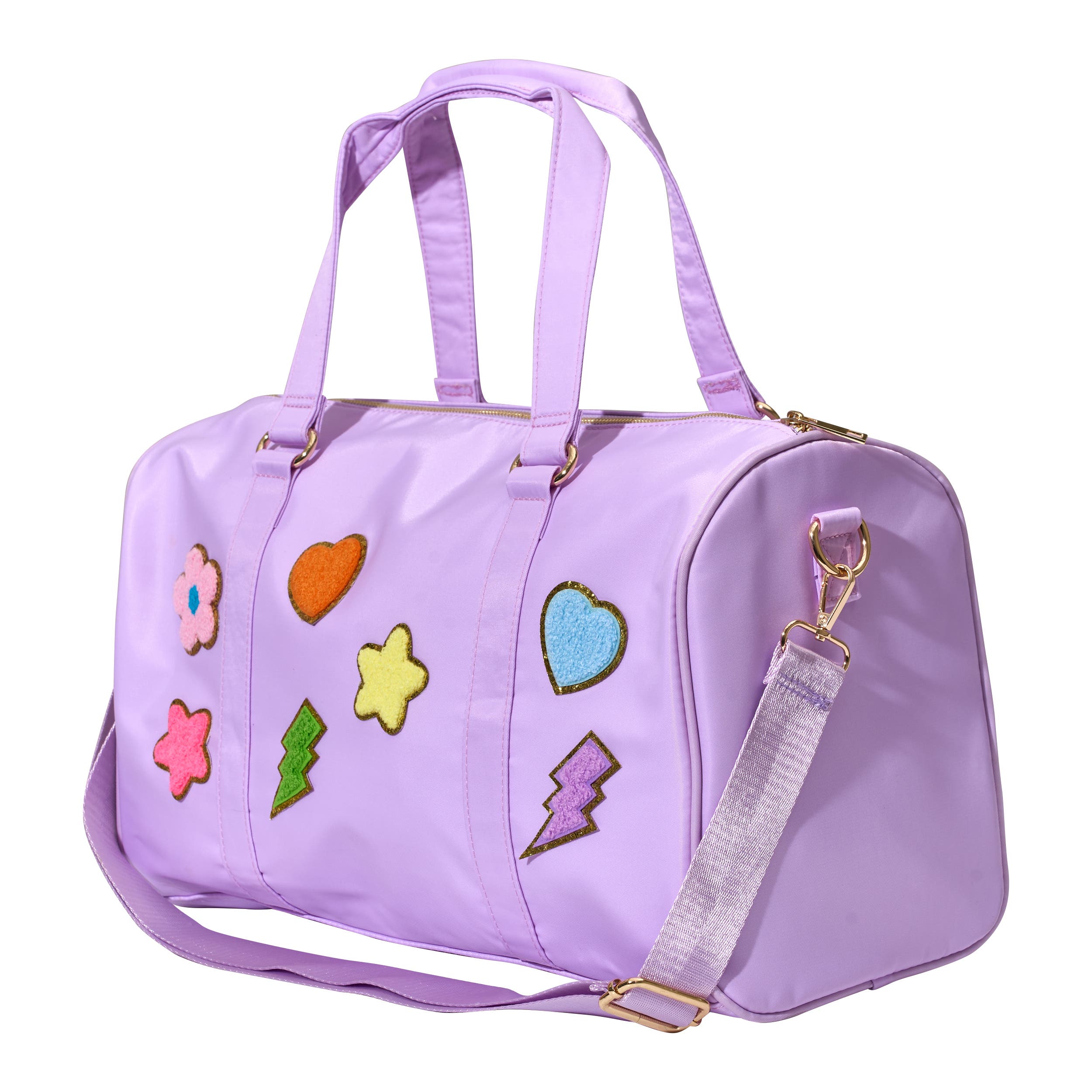 Duffle bag with heart patches, Alternate, color, Lavender