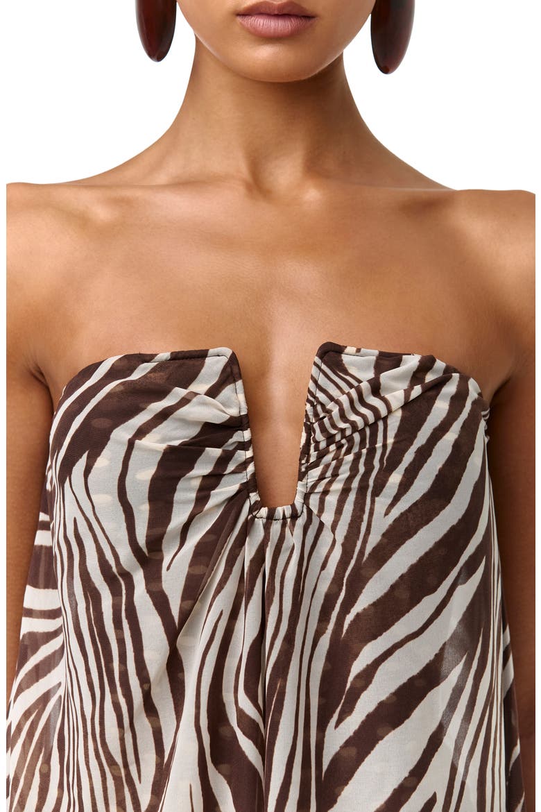 Abstract Animal Print Strapless Wide Leg Chiffon Jumpsuit, Alternate, color, WILD RIVIERA