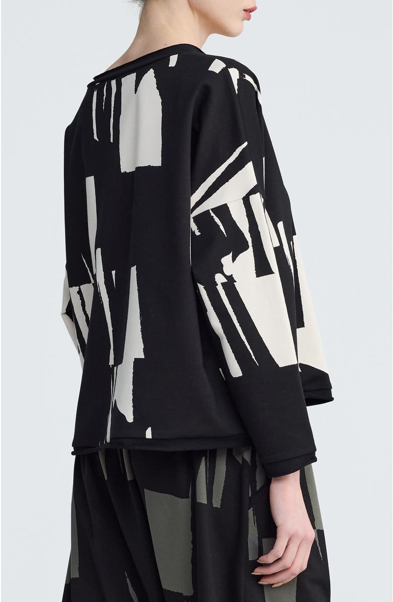 LUUKAA Nerina Cropped Graphic Blouse, Alternate, color, Ivory Black