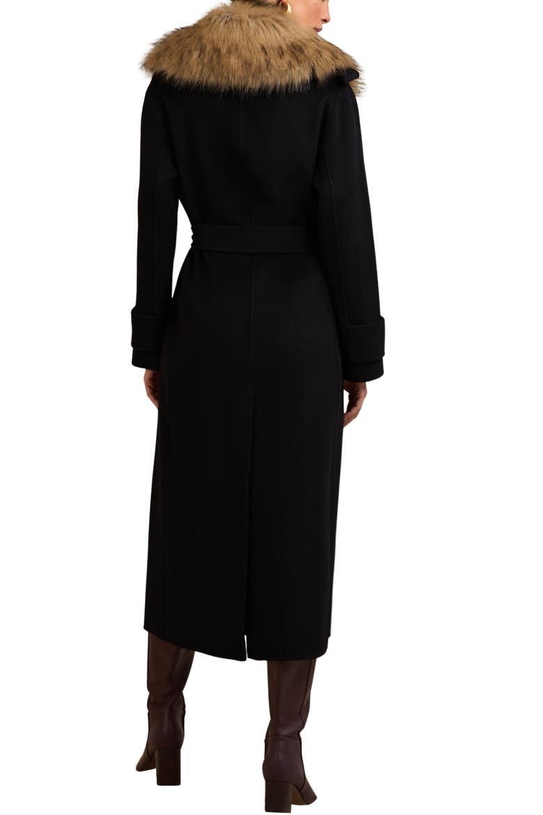 Jolene Wool Coat with Removable Faux Fur Collar, Alternate, color, BLACK