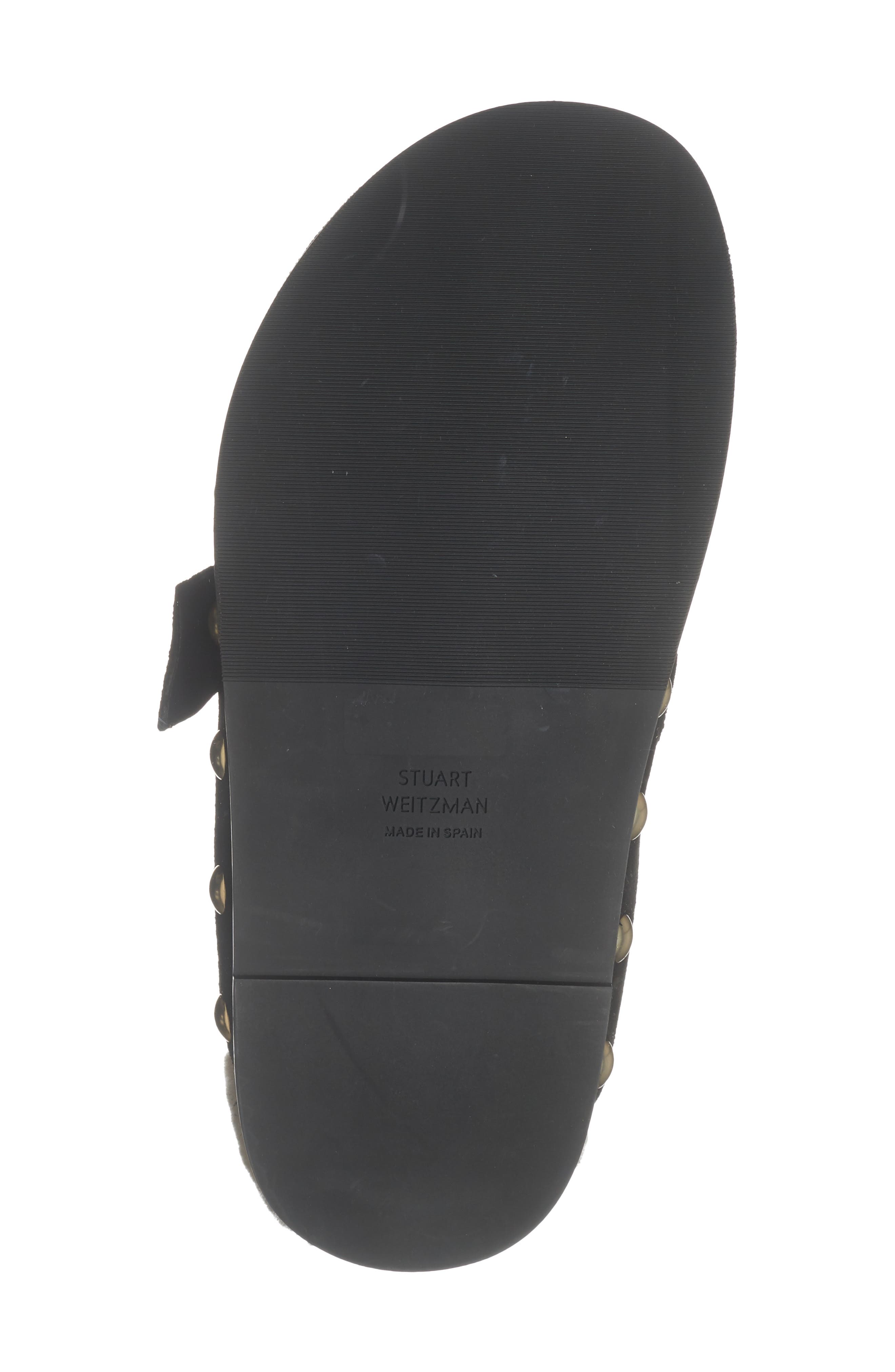 Stuart Weitzman Studded Faux Shearling Lined Mule, Alternate, color, Black/ Natural