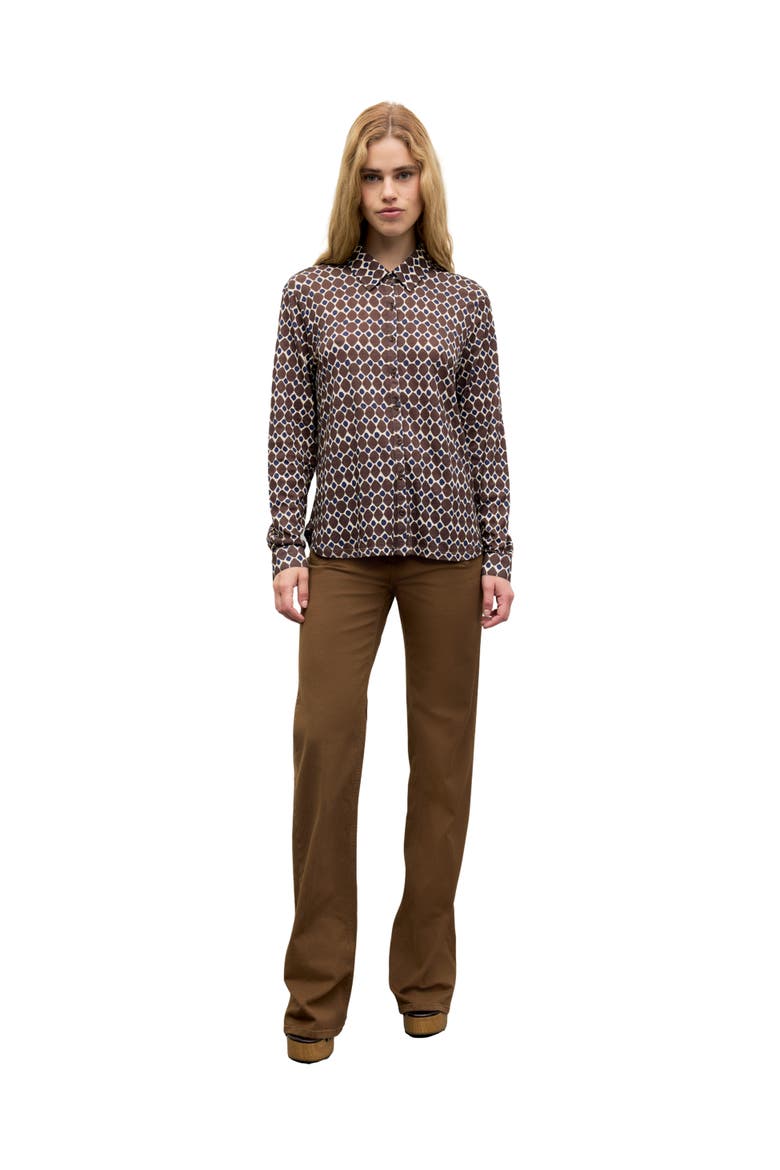 Babs Long Sleeve Shirt, Alternate, color, Brown