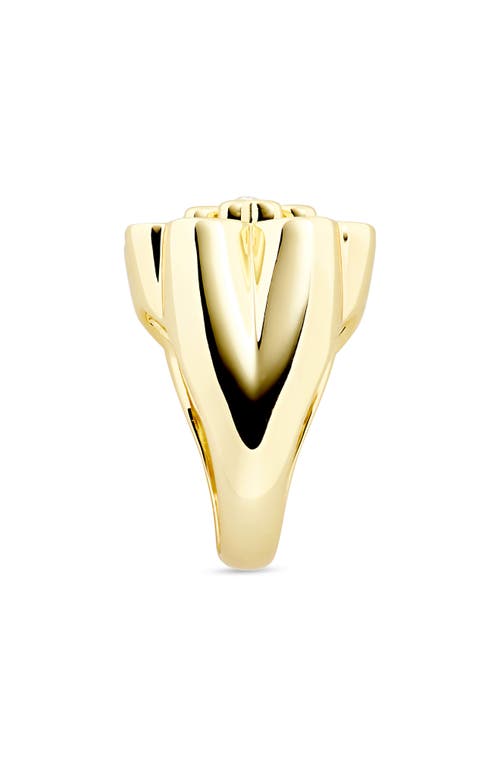Covet Mother Of Pearl Clover Statement Ring In White