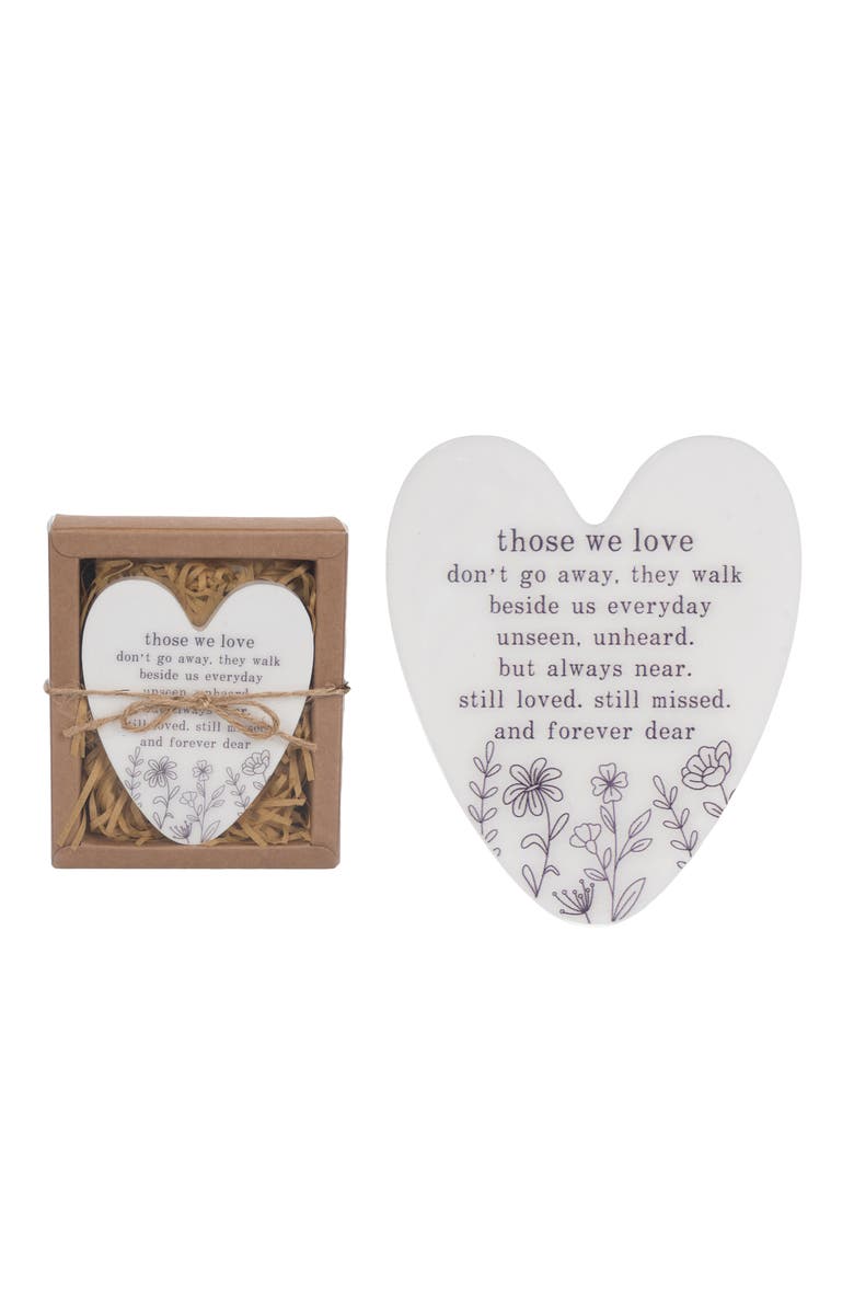 Transpac MDF and Epoxy Heart in Box Forever Dear White and Black for Spring Home Decor, Main, color, White