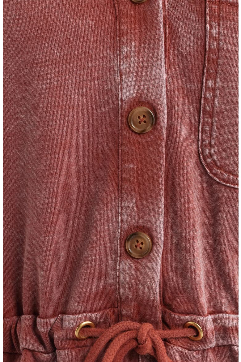 Short Sleeve Drawstring Romper, Alternate, color, PAPRIKA