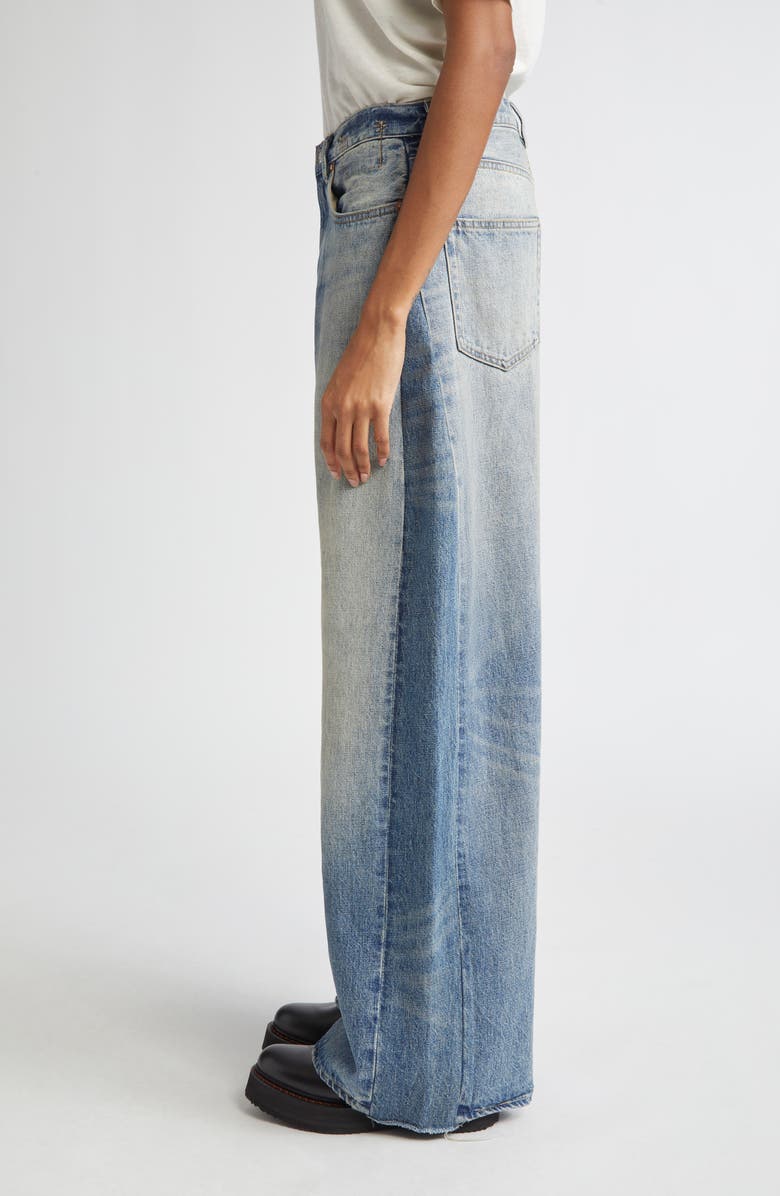 R13 Darcy Insert Loose Fit Jeans, Alternate, color, Vintage Indigo Colorblock